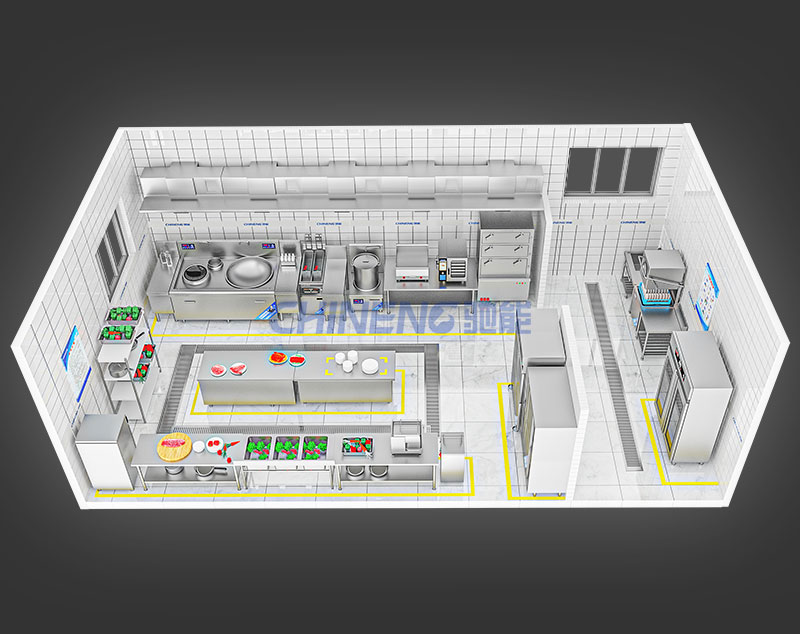 20-50人醫(yī)院食堂廚房3D效果圖